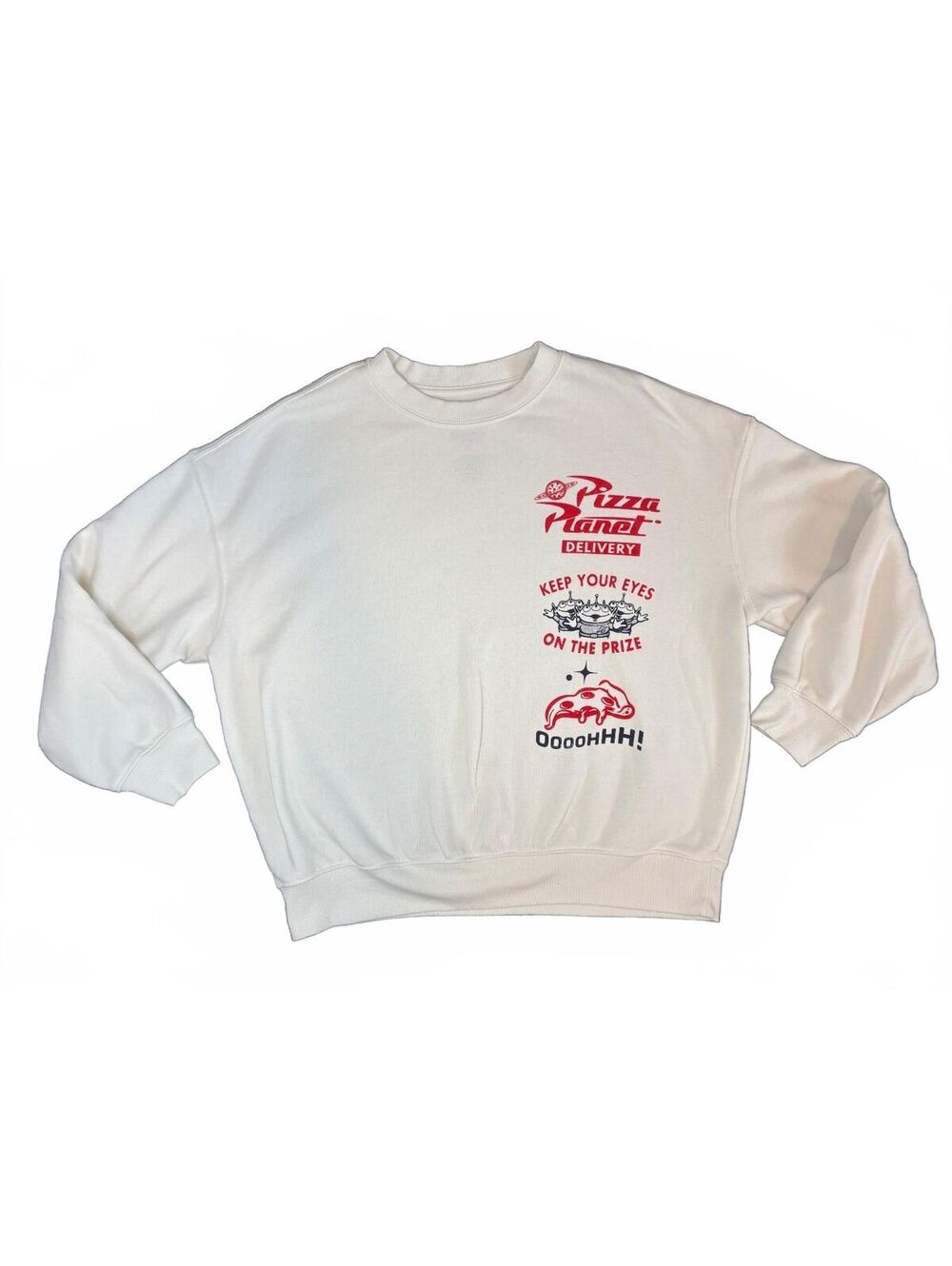Disney Pixar Toy Story Pizza Planet White Sweatshirt Women's Medium